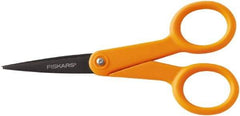 Fiskars - 1-13/16" LOC, 4-15/16" OAL Coated Stainless Steel Non Stick Scissors - Ambidextrous, Plastic Straight Handle, For General Purpose Use - Exact Tool & Supply