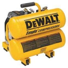 DeWALT - 1.1 HP, 3.2 CFM at 100 psi Dewalt Twin Stack Compressor - 4 Gallon Tank, 15 Amp, 125 Max psi, 120V - Exact Tool & Supply