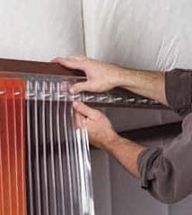 Aleco - 3' Door Width x 7' Door Height Vinyl Clear Smooth Strip Door Kit - 8" Strip Width x 0.08" Strip Thickness, 50% Overlap - Exact Tool & Supply
