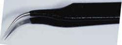 Wiha - 4-3/4" OAL 7A-SA ESD Safe Tweezers - Curved, Extra Fine Rounded Tips - Exact Tool & Supply