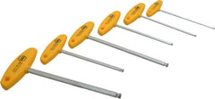 Wiha - 6 Piece T-Handle Ball End Hex Key Set - Hex Range 5/32 to 3/8", Chrome Vanadium Molybdenum - Exact Tool & Supply