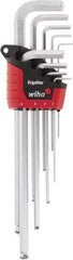 Wiha - 9 Piece L-Key Ball End Hex Key Set - Hex Range 1.5 to 10mm - Exact Tool & Supply