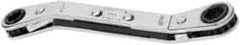 Proto - 1/4" x 5/16" 6 Point Reversible Ratcheting Offset Box Wrench - Double End, 41/64" Head Diam x 3/8" Head Thickness, 4-1/4" OAL, Steel, Polished Finish, 25° Offset - Exact Tool & Supply
