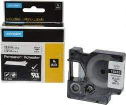 Rhino - 216" Long, White Permanent Polyester Tape Permanent Polyester Tape - For DYMO Brand Labeling Equipment Designed for "D1" Tapes (Check Width Compatibility) - Exact Tool & Supply