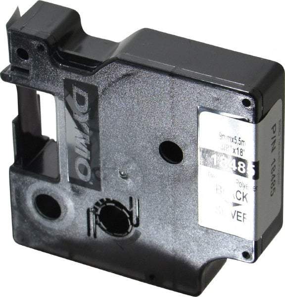 Rhino - 216" Long, Metallized Silver Polyester Metallized Tape - For DYMO Brand Labeling Equipment Designed for "D1" Tapes (Check Width Compatibility) - Exact Tool & Supply