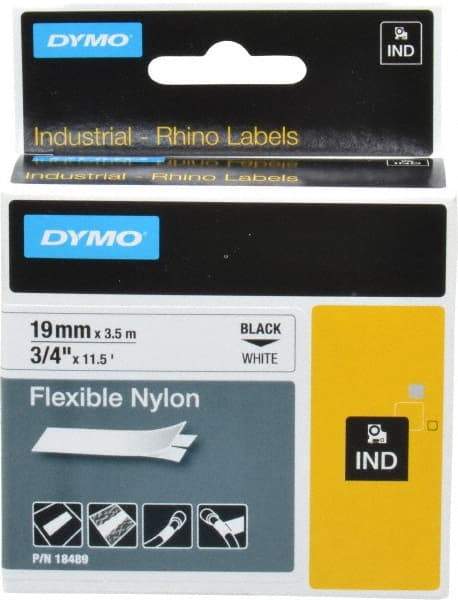 Rhino - 138" Long, White Nylon Flexible Tape - For DYMO Brand Labeling Equipment Designed for "D1" Tapes (Check Width Compatibility) - Exact Tool & Supply