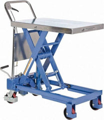 Vestil - 750 Lb Capacity Manual Scissor Elevating Cart - 15-1/2" to 35-1/2" Lift Height, 32" Platform Length x 19-3/4" Platform Width - Exact Tool & Supply