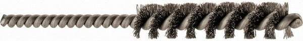 Brush Research Mfg. - 5/16" Diam Helical Stainless Steel Tube Brush - 0.004" Filament Diam, 1-1/2" Brush Length, 3" OAL, 1/8" Diam Shank - Exact Tool & Supply