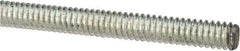 Made in USA - 1/4-20 UNC (Coarse), 2' Long, Low Carbon Steel Threaded Rod - Zinc-Plated Finish, Right Hand Thread - Exact Tool & Supply