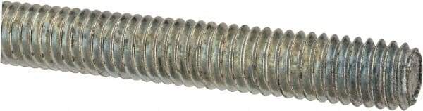 Made in USA - 3/8-16 UNC (Coarse), 2' Long, Low Carbon Steel Threaded Rod - Zinc-Plated Finish, Right Hand Thread - Exact Tool & Supply