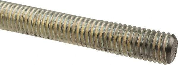 Made in USA - 1/2-13 UNC (Coarse), 2' Long, Low Carbon Steel Threaded Rod - Zinc-Plated Finish, Right Hand Thread - Exact Tool & Supply