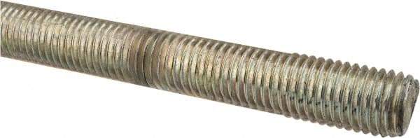 Made in USA - 3/4-10 UNC (Coarse), 2' Long, Low Carbon Steel Threaded Rod - Zinc-Plated Finish, Right Hand Thread - Exact Tool & Supply