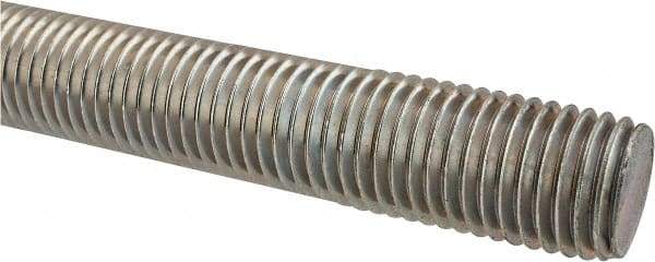 Made in USA - 1-8 UNC (Coarse), 2' Long, Low Carbon Steel Threaded Rod - Zinc-Plated Finish, Right Hand Thread - Exact Tool & Supply