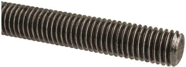 Made in USA - 9/16-12 UNC (Coarse), 2' Long, Low Carbon Steel Threaded Rod - Oil Finish Finish, Right Hand Thread - Exact Tool & Supply