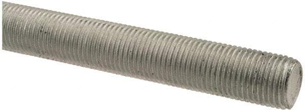 Made in USA - 1/2-20 UNF (Fine), 2' Long, Low Carbon Steel Threaded Rod - Zinc-Plated Finish, Right Hand Thread - Exact Tool & Supply