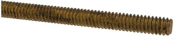 Made in USA - 1/4-20 UNC (Coarse), 2' Long, Brass Threaded Rod - Right Hand Thread - Exact Tool & Supply