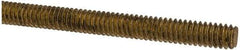 Made in USA - 1/4-20 UNC (Coarse), 2' Long, Brass Threaded Rod - Right Hand Thread - Exact Tool & Supply