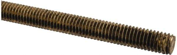 Made in USA - 3/8-16 UNC (Coarse), 2' Long, Brass Threaded Rod - Right Hand Thread - Exact Tool & Supply