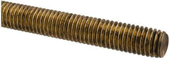 Made in USA - 1/2-13 UNC (Coarse), 2' Long, Brass Threaded Rod - Right Hand Thread - Exact Tool & Supply