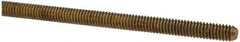 Made in USA - #8-32 UNC (Coarse), 3' Long, Brass Threaded Rod - Right Hand Thread - Exact Tool & Supply