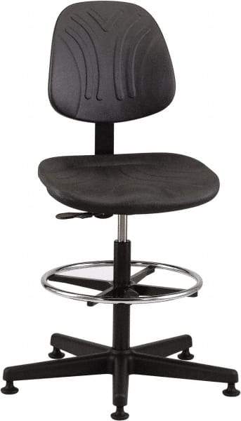 Bevco - 21 to 31" High Adjustable Chair - 27" Wide x 27" Deep, Polyurethane Seat, Black - Exact Tool & Supply