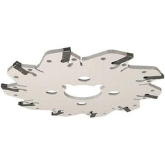 Iscar - Arbor Hole Connection, 0.132" Cutting Width, 1.53" Depth of Cut, 6.3" Cutter Diam, 1-1/2" Hole Diam, 10 Tooth Indexable Slotting Cutter - GM Toolholder, GIM, GIMY, GIP Insert, Right Hand Cutting Direction - Exact Tool & Supply
