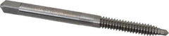 Made in USA - #10-24 UNC, 2 Flute, Bright Finish, Solid Carbide Spiral Point Tap - Plug Chamfer, Right Hand Thread, 2-3/8" OAL, 7/8" Thread Length, 0.194" Shank Diam, 2B/3B Class of Fit - Exact Tool & Supply