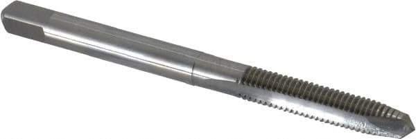 Made in USA - #10-32 UNF, 2 Flute, Bright Finish, Solid Carbide Spiral Point Tap - Plug Chamfer, Right Hand Thread, 2-3/8" OAL, 7/8" Thread Length, 0.194" Shank Diam, 2B Class of Fit - Exact Tool & Supply