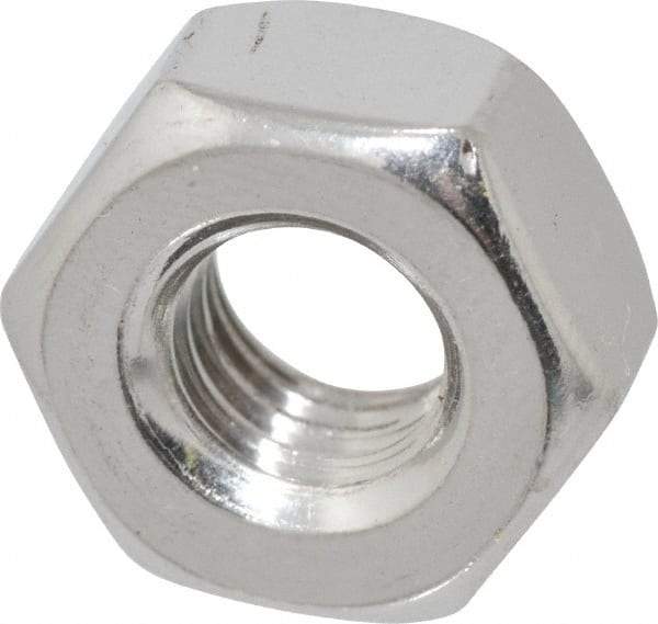 Value Collection - 5/16-18 UNC Stainless Steel Right Hand Heavy Hex Nut - 9/16" Across Flats, 19/64" High, Uncoated - Exact Tool & Supply
