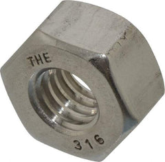 Value Collection - 3/8-16 UNC Stainless Steel Right Hand Heavy Hex Nut - 11/16" Across Flats, 23/64" High, Uncoated - Exact Tool & Supply