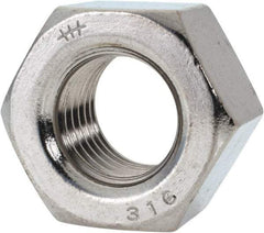 Value Collection - 7/8-9 UNC Stainless Steel Right Hand Heavy Hex Nut - 1-7/16" Across Flats, 55/64" High, Uncoated - Exact Tool & Supply