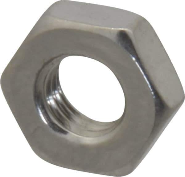 Value Collection - 1/4-28 UNF Stainless Steel Right Hand Hex Jam Nut - 7/16" Across Flats, 5/32" High, Uncoated - Exact Tool & Supply