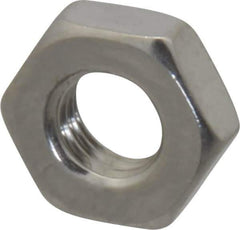 Value Collection - 1/4-28 UNF Stainless Steel Right Hand Hex Jam Nut - 7/16" Across Flats, 5/32" High, Uncoated - Exact Tool & Supply