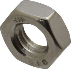 Value Collection - 5/16-18 UNC Stainless Steel Right Hand Hex Jam Nut - 1/2" Across Flats, 3/16" High, Uncoated - Exact Tool & Supply