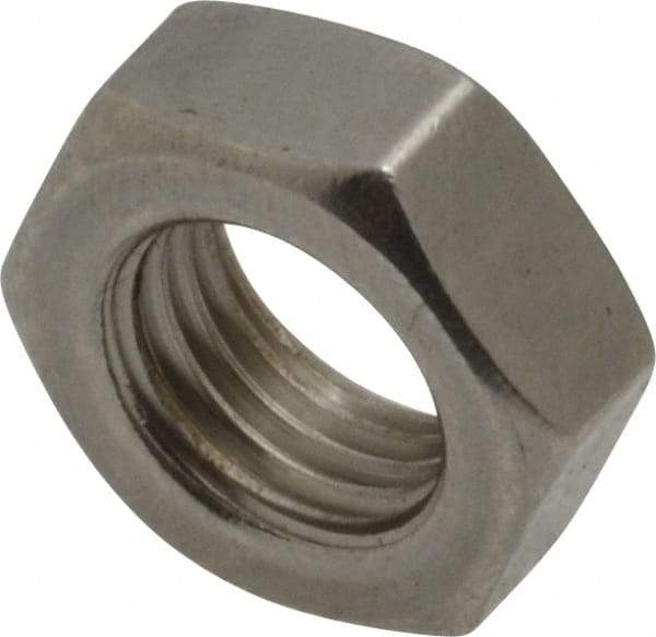 Value Collection - 3/8-24 UNF Stainless Steel Right Hand Hex Jam Nut - 9/16" Across Flats, 7/32" High, Uncoated - Exact Tool & Supply