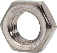 Value Collection - 7/16-20 UNF Stainless Steel Right Hand Hex Jam Nut - 11/16" Across Flats, 1/4" High, Uncoated - Exact Tool & Supply