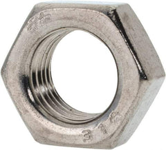 Value Collection - 1/2-20 UNF Stainless Steel Right Hand Hex Jam Nut - 3/4" Across Flats, 5/16" High, Uncoated - Exact Tool & Supply