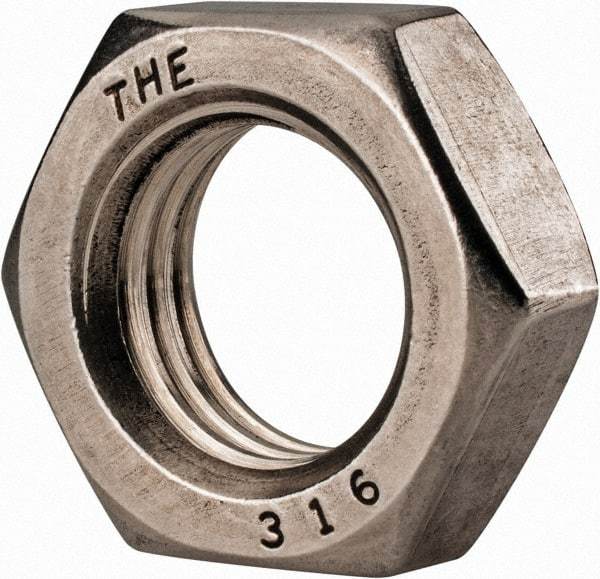 Value Collection - 7/8-9 UNC Stainless Steel Right Hand Hex Jam Nut - 1-5/16" Across Flats, 31/64" High, Uncoated - Exact Tool & Supply