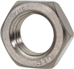 Value Collection - 1-8 UNC Stainless Steel Right Hand Hex Jam Nut - 1-1/2" Across Flats, 35/64" High, Uncoated - Exact Tool & Supply