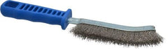 JAZ USA - Stainless Steel Crimped Wire Scratch Brush - 5" Brush Length x 5" Brush Width, 10" OAL, 1-1/8" Trim Length, Plastic Handle - Exact Tool & Supply