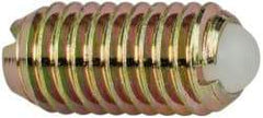 Vlier - M8x1.25, 5mm Ball Diam, 16mm Body Length, 1.5mm Max Ball Reach, Threaded Ball Plunger - Steel Body, Nylon Ball, 9 Lb Initial End Force, 13.49 Lb Final End Force - Exact Tool & Supply