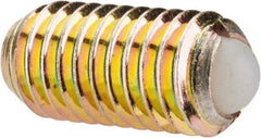 Vlier - M8x1.25, 5mm Ball Diam, 16mm Body Length, 1.5mm Max Ball Reach, Threaded Ball Plunger - Steel Body, Nylon Ball, 9 Lb Initial End Force, 13.49 Lb Final End Force, Locking Element - Exact Tool & Supply