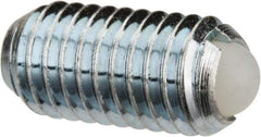 Vlier - M8x1.25, 5mm Ball Diam, 16mm Body Length, 1.5mm Max Ball Reach, Threaded Ball Plunger - Steel Body, Nylon Ball, 1.12 Lb Initial End Force, 2.25 Lb Final End Force - Exact Tool & Supply