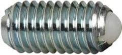 Vlier - M8x1.25, 5mm Ball Diam, 16mm Body Length, 1.5mm Max Ball Reach, Threaded Ball Plunger - Steel Body, Nylon Ball, 1.12 Lb Initial End Force, 2.25 Lb Final End Force, Locking Element - Exact Tool & Supply