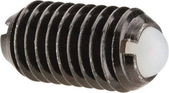 Vlier - M10x1.5, 6mm Ball Diam, 19mm Body Length, 2.01mm Max Ball Reach, Threaded Ball Plunger - Steel Body, Nylon Ball, 4.5 Lb Initial End Force, 7.87 Lb Final End Force - Exact Tool & Supply