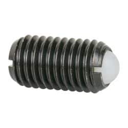 Vlier - M12x1.75, 8mm Ball Diam, 22mm Body Length, 2.5mm Max Ball Reach, Threaded Ball Plunger - Steel Body, Nylon Ball, 6.75 Lb Initial End Force, 12.36 Lb Final End Force - Exact Tool & Supply