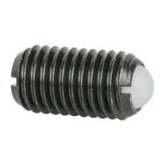 Vlier - M12x1.75, 8mm Ball Diam, 22mm Body Length, 2.5mm Max Ball Reach, Threaded Ball Plunger - Steel Body, Nylon Ball, 6.75 Lb Initial End Force, 12.36 Lb Final End Force - Exact Tool & Supply