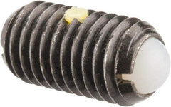 Vlier - M12x1.75, 8mm Ball Diam, 22mm Body Length, 2.5mm Max Ball Reach, Threaded Ball Plunger - Steel Body, Nylon Ball, 6.75 Lb Initial End Force, 12.36 Lb Final End Force, Locking Element - Exact Tool & Supply