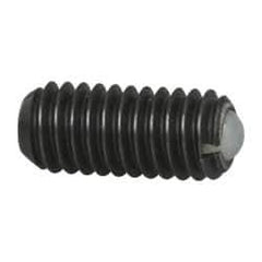 Vlier - M4x0.7, 2.5mm Ball Diam, 9mm Body Length, 0.81mm Max Ball Reach, Threaded Ball Plunger - Steel Body, Nylon Ball, 0.9 Lb Initial End Force, 2.25 Lb Final End Force, Locking Element - Exact Tool & Supply