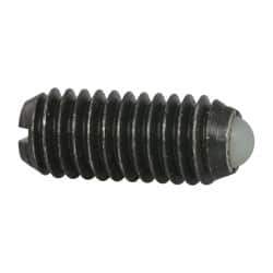 Vlier - M6x1.0, 3.5mm Ball Diam, 14mm Body Length, 1mm Max Ball Reach, Threaded Ball Plunger - Steel Body, Nylon Ball, 2.02 Lb Initial End Force, 2.92 Lb Final End Force, Locking Element - Exact Tool & Supply